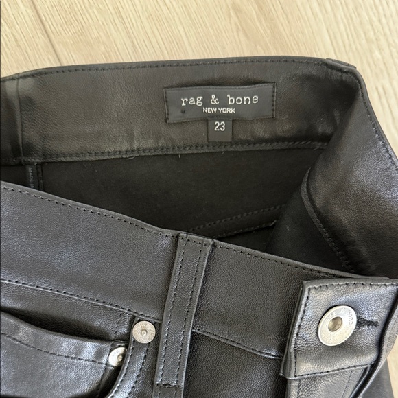 RAG & BONE Black Leather Pants - Size 23 - Picture 4 of 7